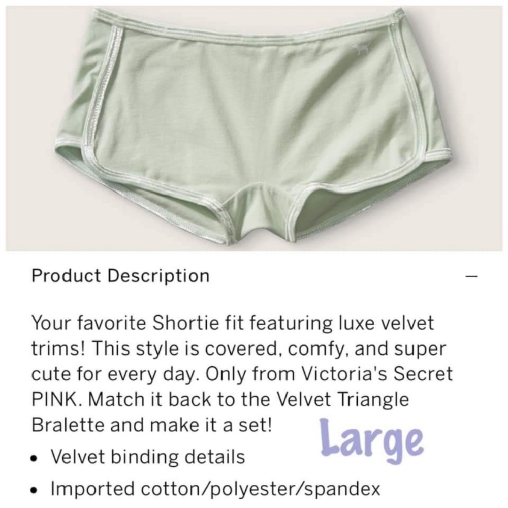 NWT PINK Victoria’s Secret Velvet Trim Shorties